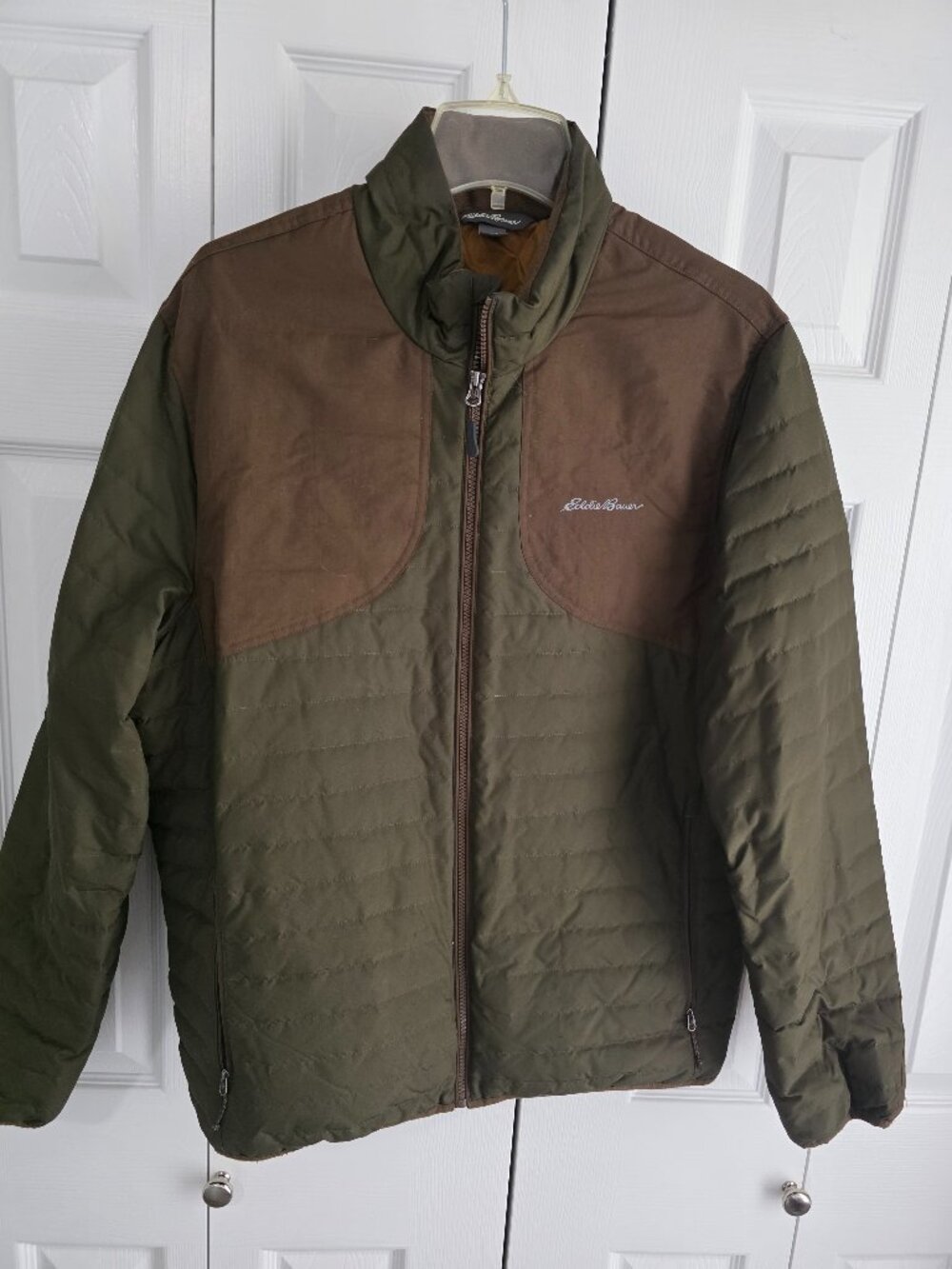 Eddie Bauer EB700 Men’s Large Quilted Insulated Jacket Olive Green Brown